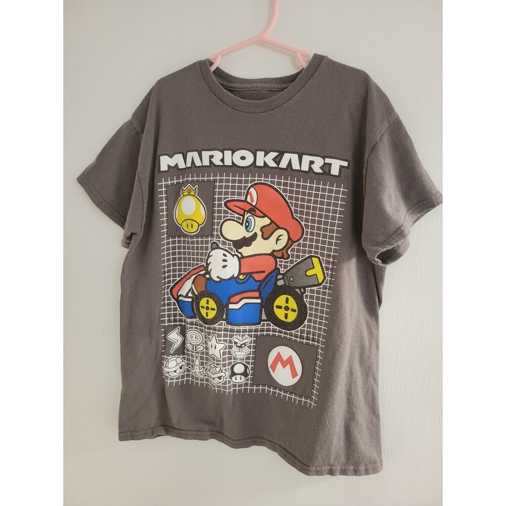 Mario Kart Gray Short Sleeve Graphic Tee Boys Size L